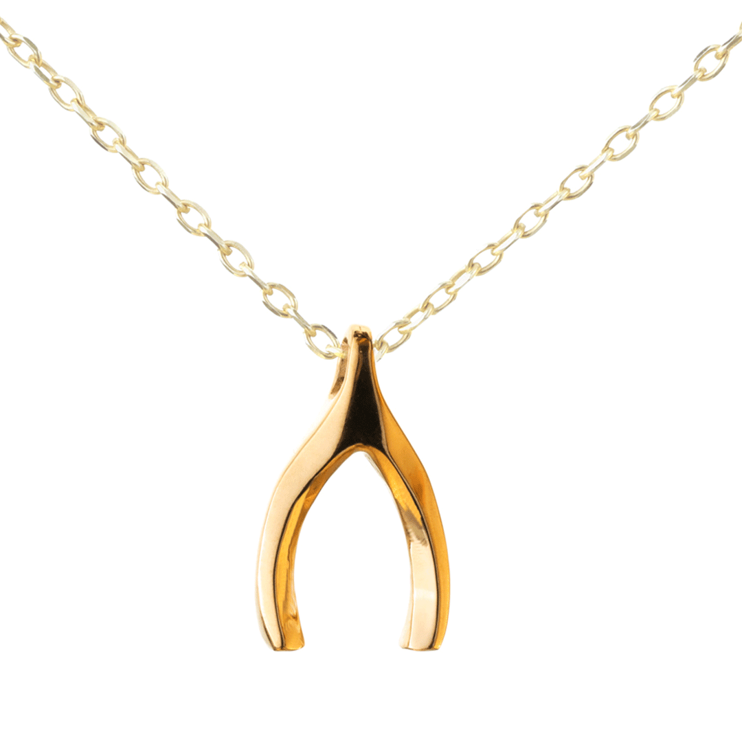 Wishbone Necklace, Yellow Gold