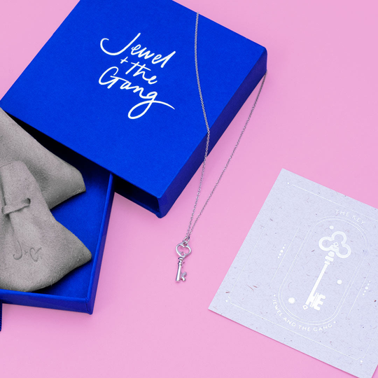 Key Necklace, White Gold