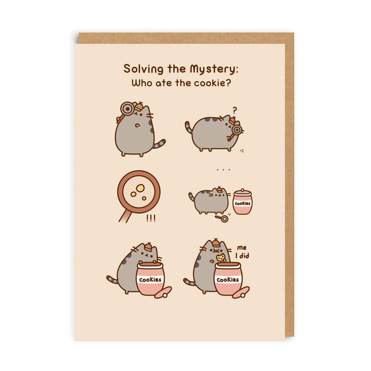 Pusheen Solving The Cookie Mystery: Greeting Card