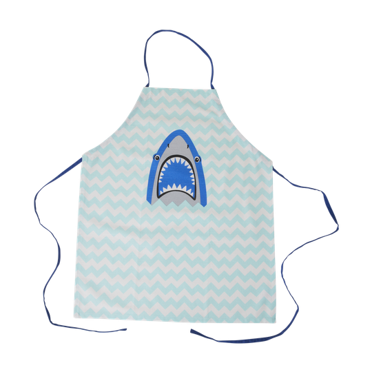Rice - Kids Cotton Apron w. All Over Jungle Animals Print - Shark Print