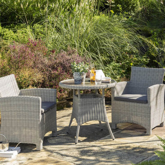 2021 Kettler Palma Garden Bistro Table Set - Whitewash