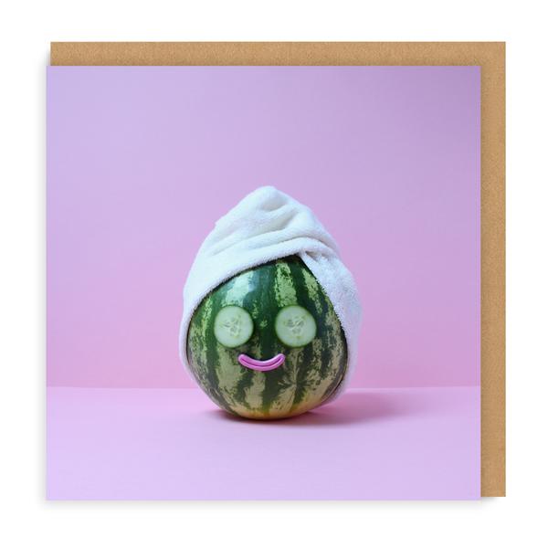 Watermelon Spa Square Greeting Card