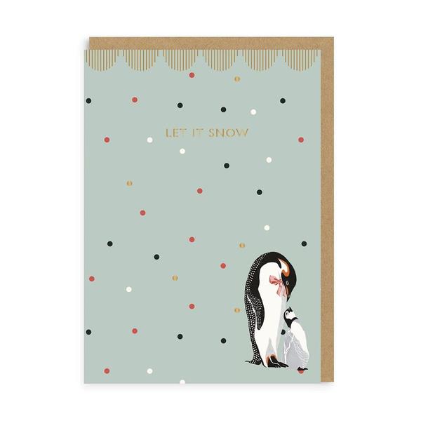 Let It Snow Penguin Christmas Card