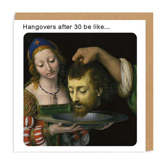 Classic Art Meme Hangovers in Your 30s Square Greeting Card