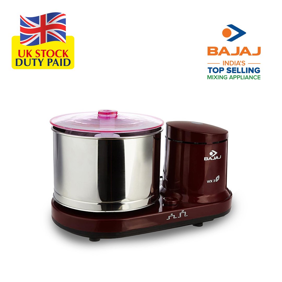 Bajaj WX 3 150-Watt Wet Grinder without Arm (Maroon)