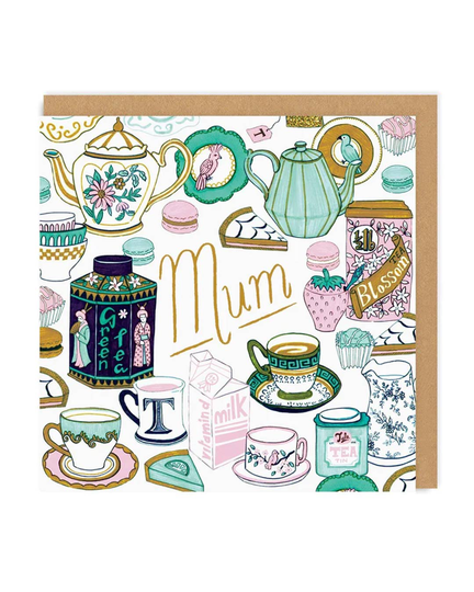 Mum Tea Time Square Greeting Card