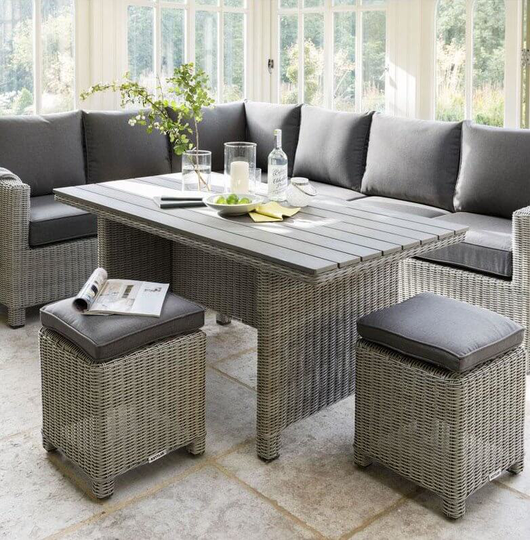 2021 Kettler Palma Casual Garden Dining Corner Sofa Set – Whitewash