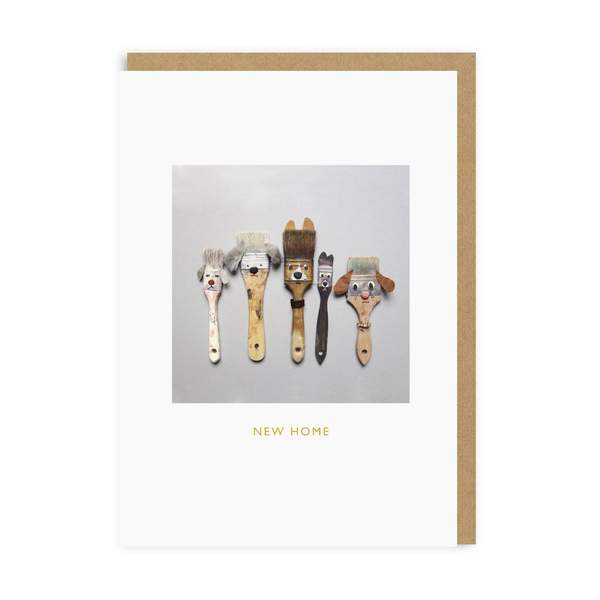 New Home Paint Brush Dogs Greeting Card