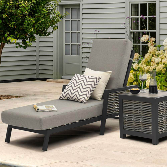 Bramblecrest Portofino Reclining Lounger & Mini Ceramic Coffee Table Set