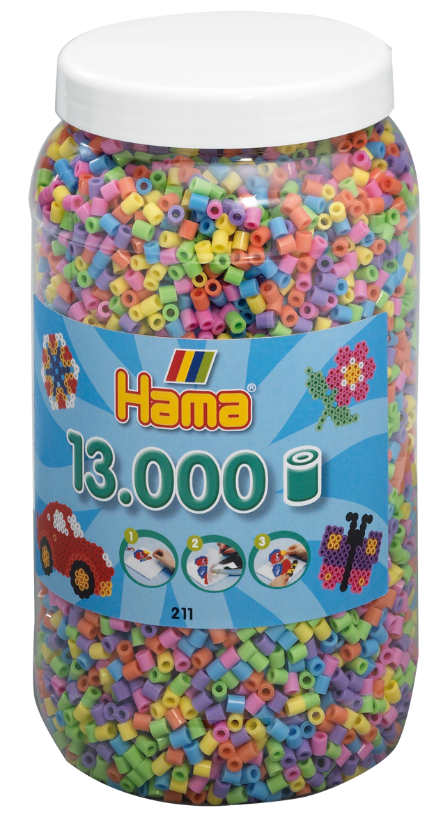 Hama Beads - Midi - Pastel Mix, 13.000 pcs (211-50)