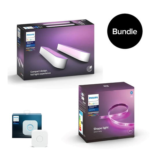 Philips Hue - Play Light Bar 2-Pack & Lightstrip Plus Starter Kit 2 meter & Bridge - Bundle