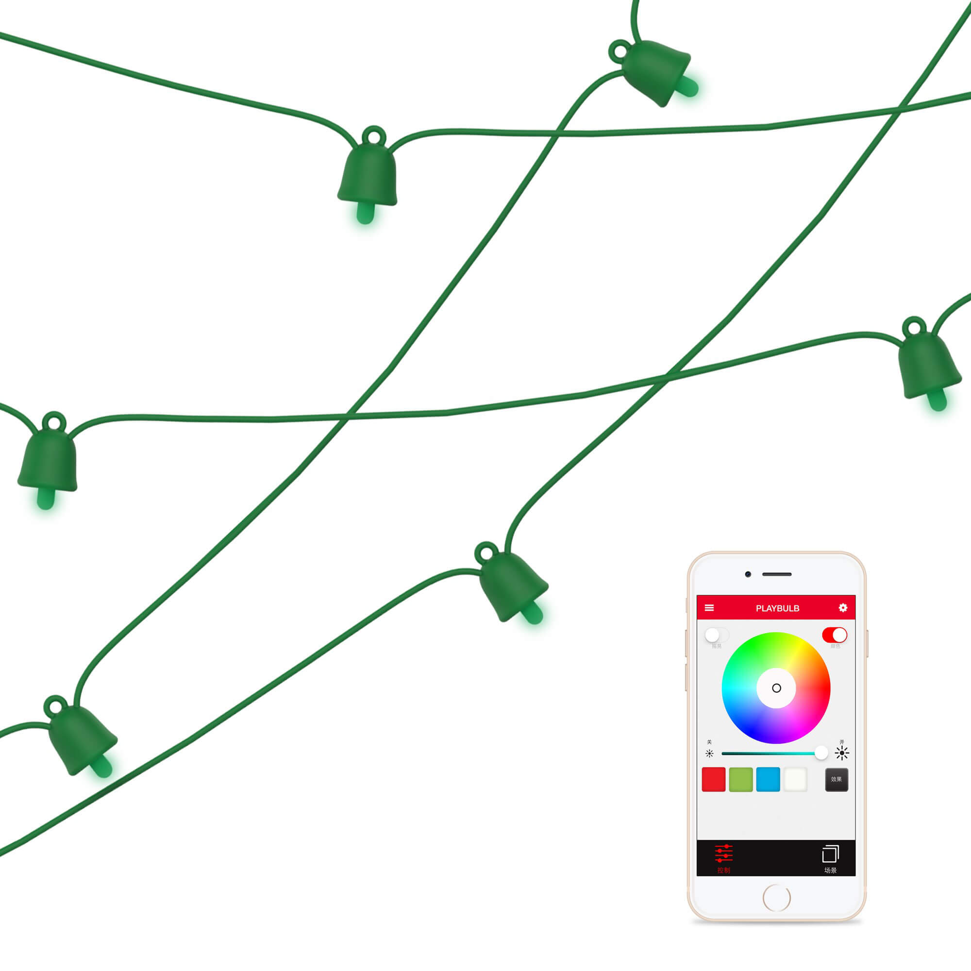 MIPOW Playbulb String green 10m RGB BT 40pcs led 4W IP65