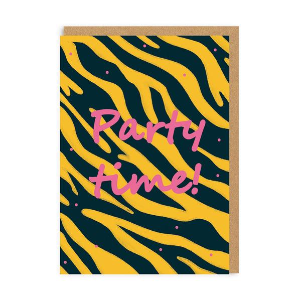 Party Time Zebra Print Greeting Card