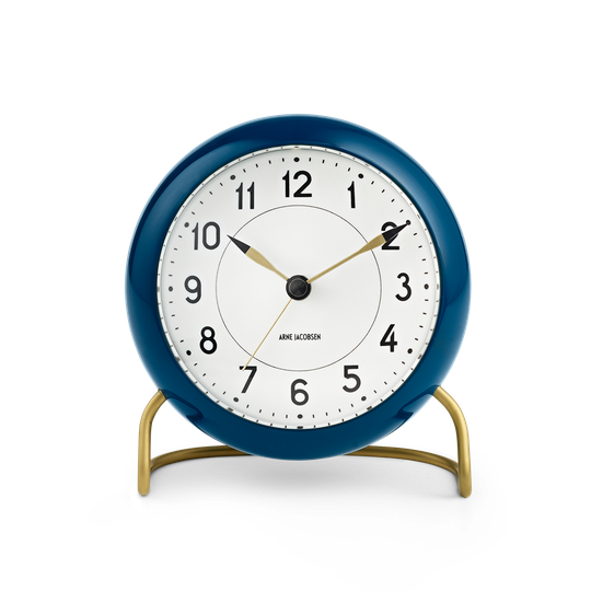 Arne Jacobsen - Station Table ​Clock ​ - Petroleum/White (43678)