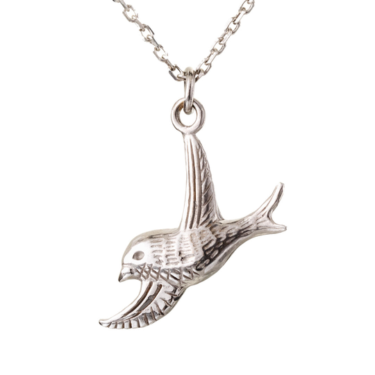 Bird Necklace, White Gold