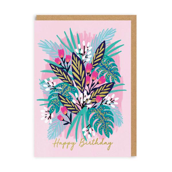 Tropical Floral Happy Birthday Card