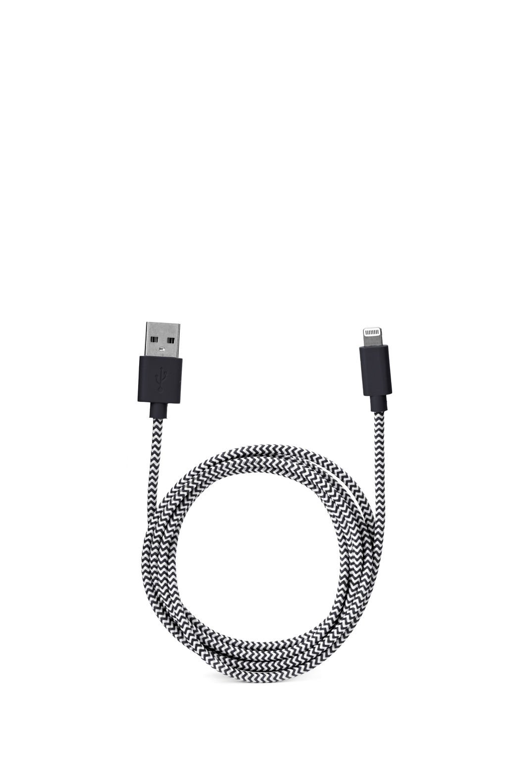 Black Chevron Cotton Braided Charging Cable (US113-BK-EU)