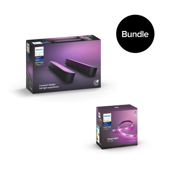 Philips Hue - Play Light Bar 2-Pack Black & Lightstrip Plus Starter Kit 2 meter - Bundle