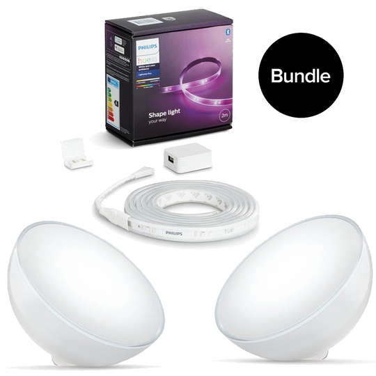 Philips Hue - 2x Go Table Lamp - Lightstrip Plus Kit 2 Meter - Bundle
