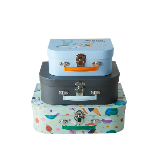 Rice - Cardboard Suitcase Set of 3 - Space Print