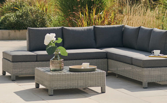 2021 Kettler Palma Low Lounge Corner Sofa Set - Whitewash