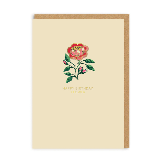Happy Birthday Flower Wood Cut Flower Pin Card