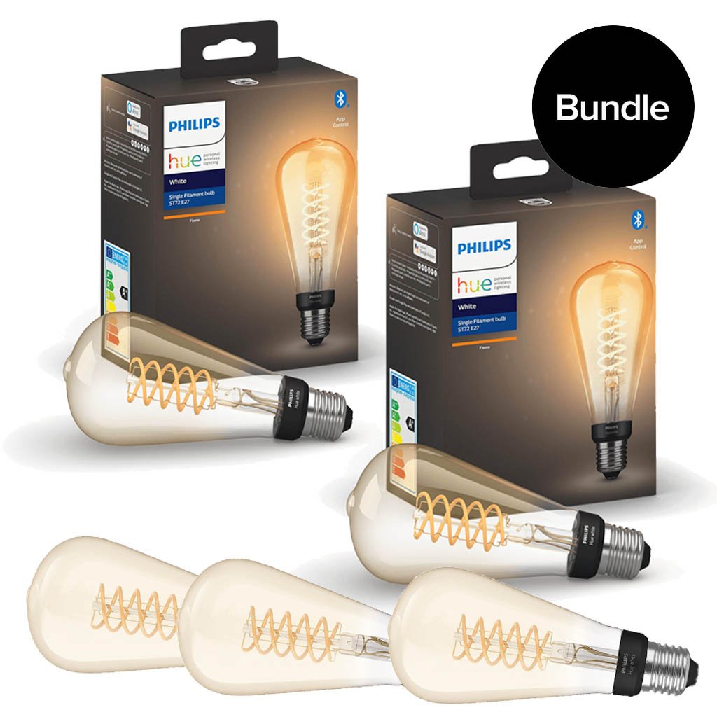 Philips Hue - 5x E27 Filament ST72 Edison - Warm White - Bluetooth - Bundle