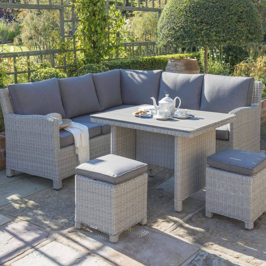 2021 Kettler Palma Mini Dining Corner Set With Slat Table – Whitewash