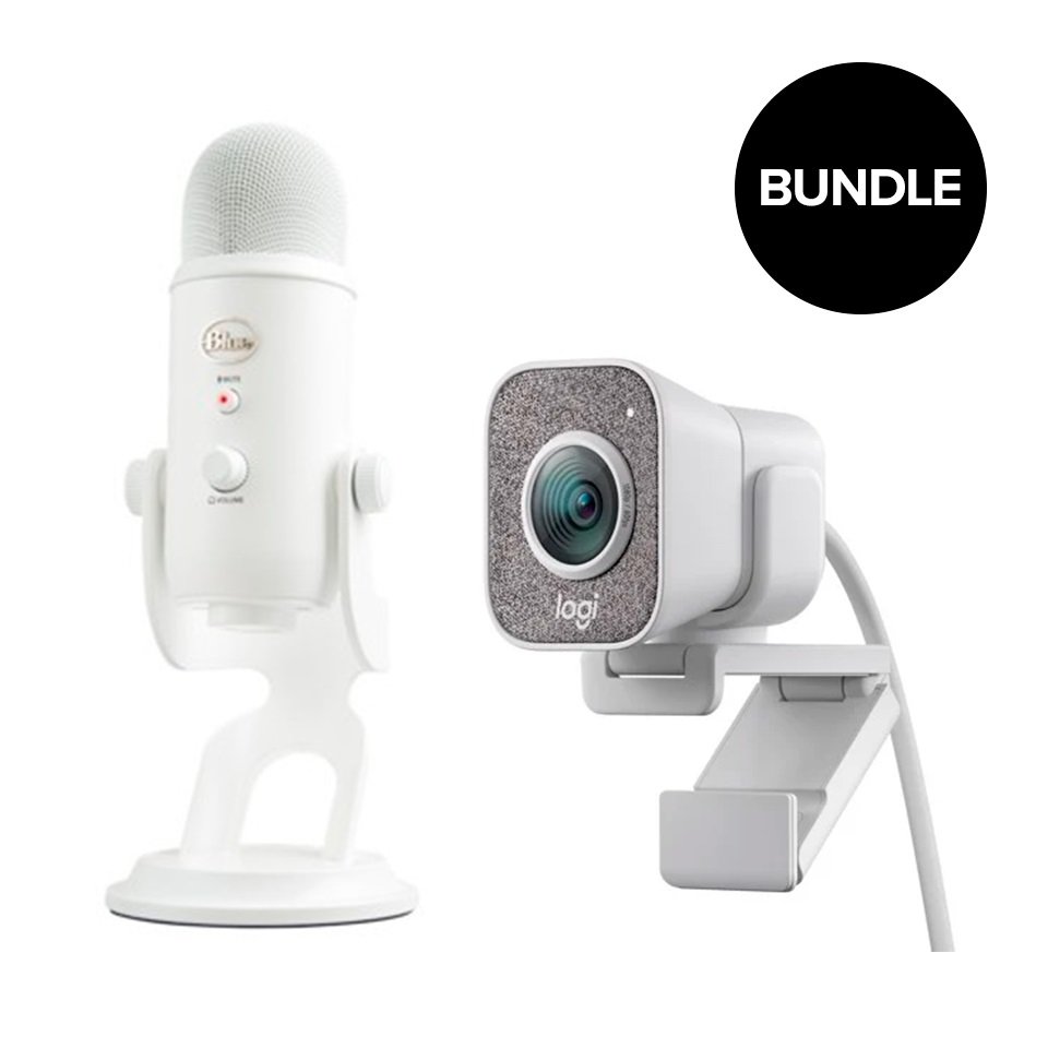 Logitech - STREAMCAM Whiteout + Blue - Yeti Whiteout Microphone - Bundle