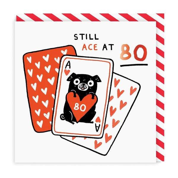 Ace At 80 Square Birthday Greeting Card