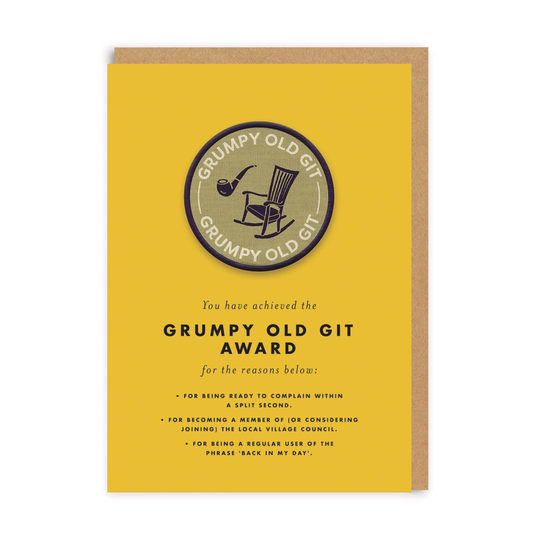 Grumpy Old Git Woven Patch Greeting Card