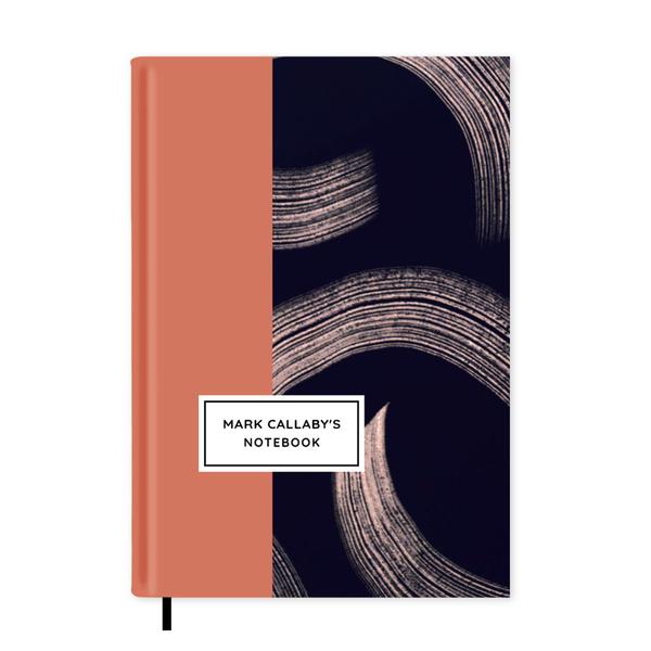 Curved Brush Strokes Personalised Notebook A5