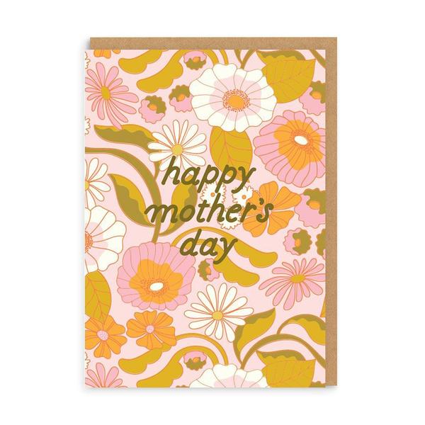 Happy Mother's Day Retro Floral Greeting Card