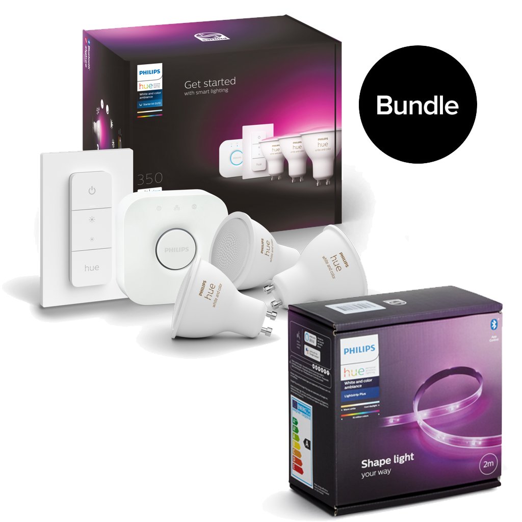 Philips Hue - Starterkit 3xGU10 & Bridge & 2m Lighstrip - Bundle