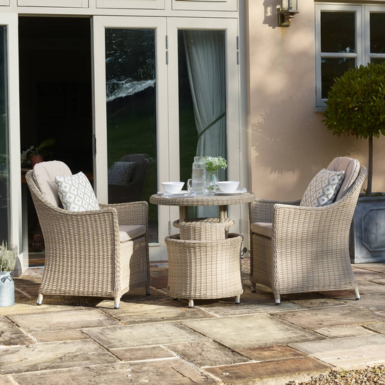 2021 Bramblecrest Monterey Garden Bistro Set With Ceramic Adjustable Table - Sandstone