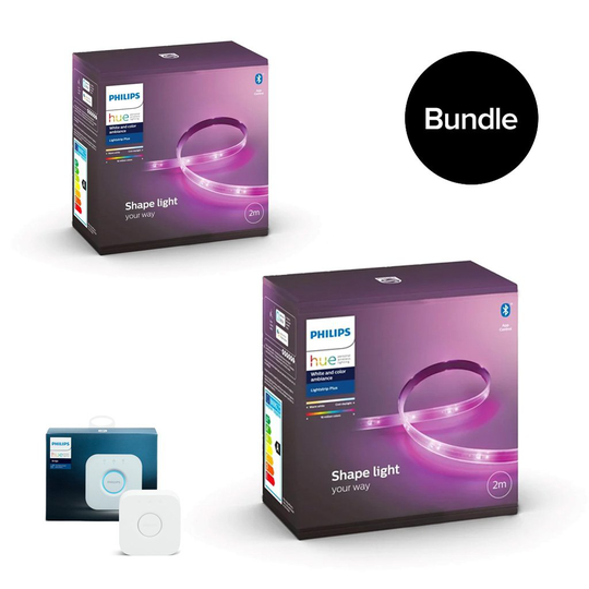 Philips Hue - 2x Lightstrip Plus Starter Kit 2 meter & Hue Bridge - Bundle