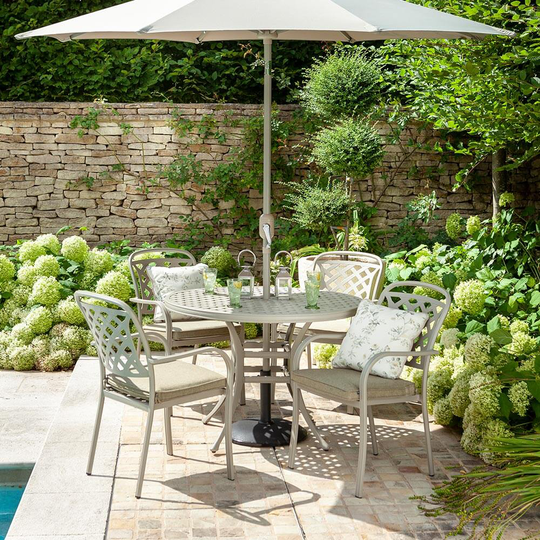 Hartman Berkeley 4 Seat Garden Dining Set with Round Table – Maize/Wheatgrass