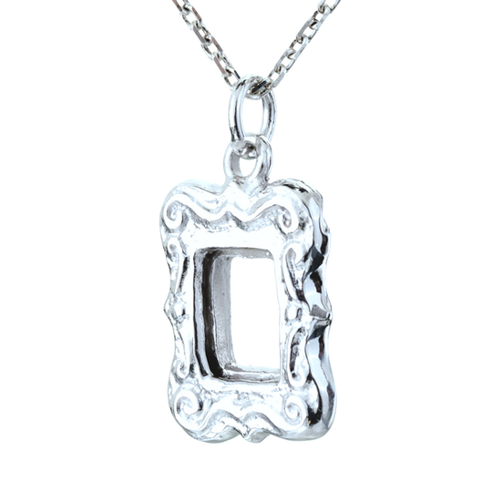 Picture Frame Necklace, White Gold