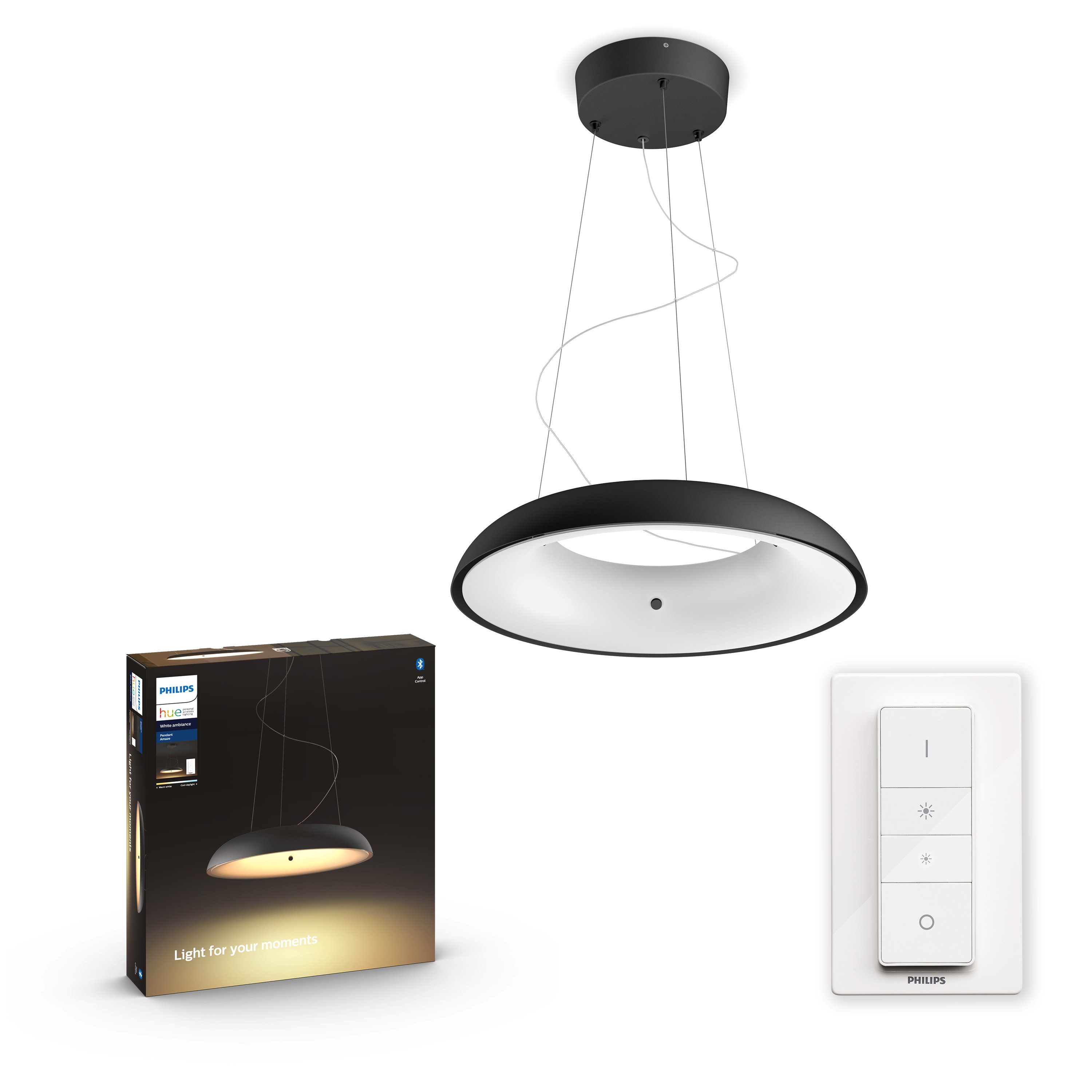 Philips Hue - Amaze Hue Pendant Black - White Ambiance - Bluetooth - Dimmer Included - E