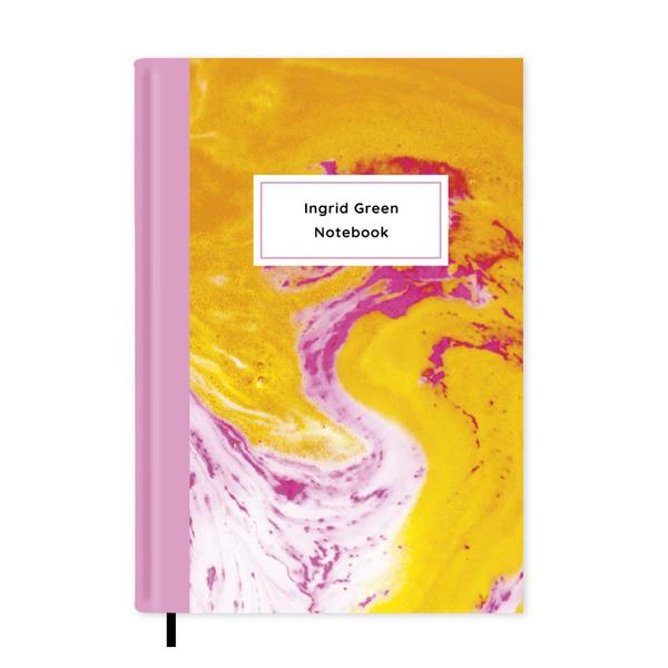 Orange Marble Notebook A5 - Personalised