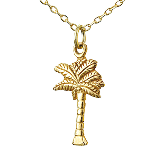 Palm Tree Necklace, Yellow Gold