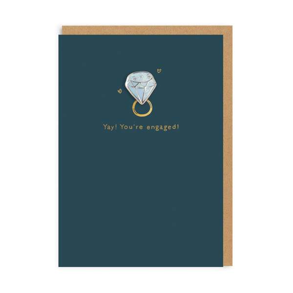 Diamond Engagement Enamel Pin Greeting Card