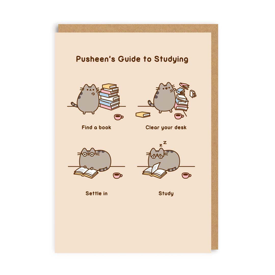 Pusheen's Guide To Studying Greeting Card