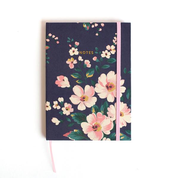Autumn Navy Floral Clothbound Notebook A5