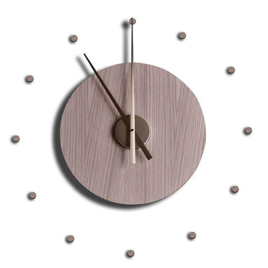 Minifabrikken - Wall clock Elegant w. dots - Light oak/Brass (94066)
