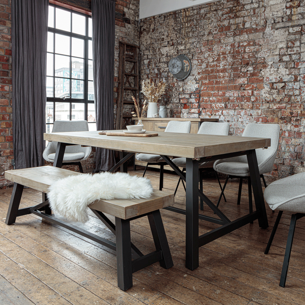 Urban 2m Extendable Dining Table Set with Light Grey Gaudi Chairs