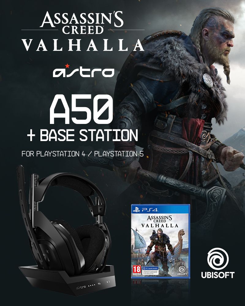 ASTRO - A50 Wireless + Base Station for PS4/PC - GEN4 & Assassin’s Creed: Valhalla PS4 - Bundle
