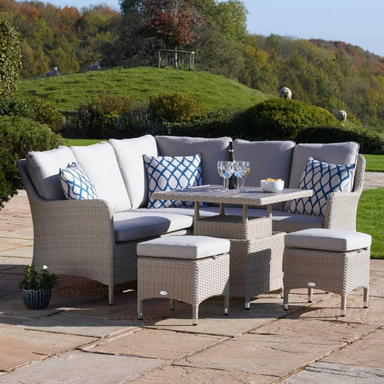 2021 Bramblecrest Tetbury 6-Seat Mini Outdoor Sofa Set with Adjustable Table – Nutmeg