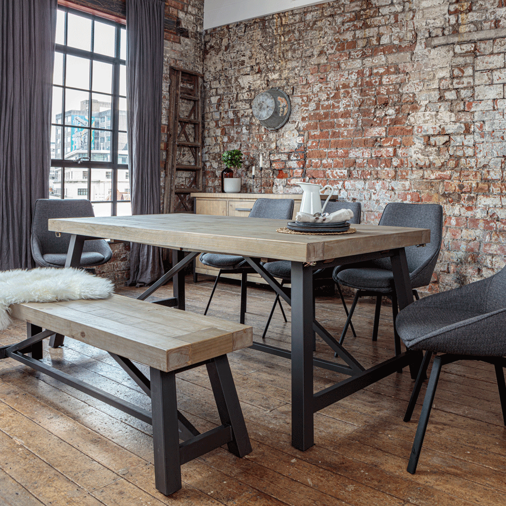 Urban 2m Extendable Dining Table Set with Dark Grey Gaudi Chairs