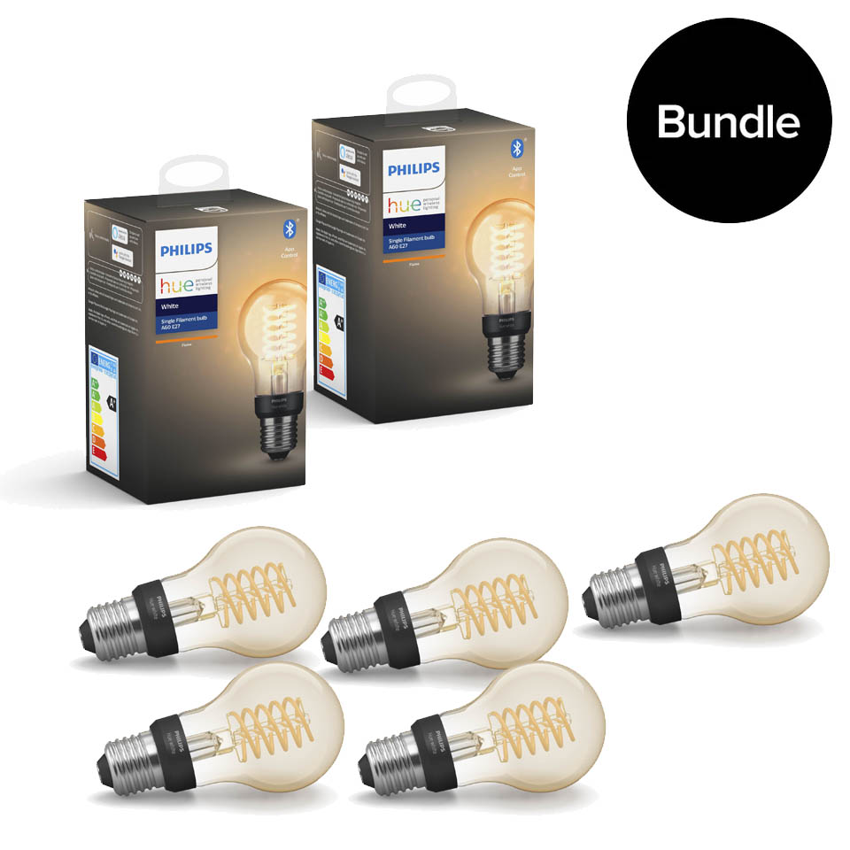 Philips Hue - 5xE27 Filament A60 - White - Bluetooth - Bundle